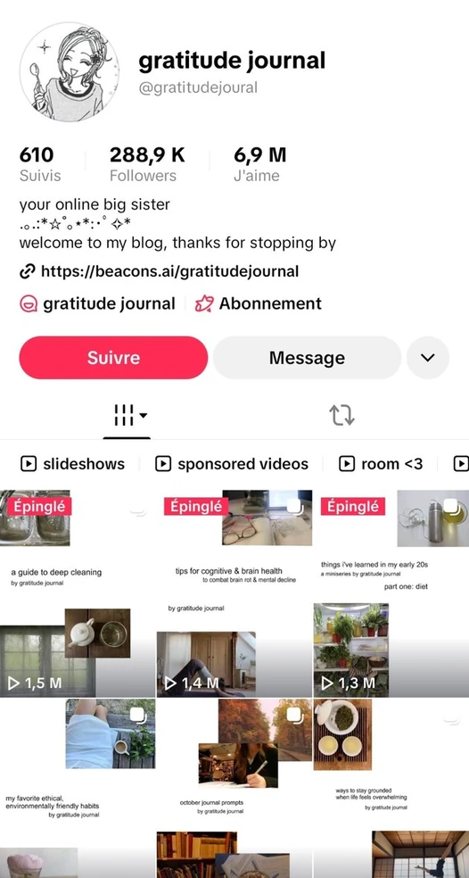 Profil TikTok d'un compte IA : Compte IA 3